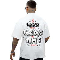 Alone Eagle Men's 100% Cotton Round Neck Printed Oversized T-Shirt(2Xl,White2)