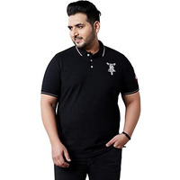 Bigbanana Plus Size Men's Regular Fit Solid Polo Tshirt (Tappet,Black,7Xl)