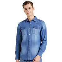 Amazon Brand - Inkast Denim Co. Men's Slim Shirt (Az-Ink-Rfs-Dn-04_Light Blue S)