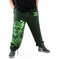 Comicsense.Xyz Unisex Anime Joggers For Men And Women, Pirate Hunter Printed Neon Print Anime Baggy Fit Track Pants - Large, Mid Rise,Green