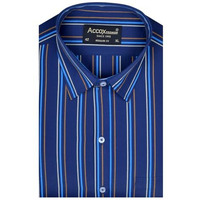 Accox Men's Breathable Cotton Full Sleeves Regular Fit Striped Checkered Formal Shirt For Men (O_Gcr375_44) Blue