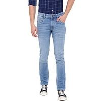 Cantabil Solid Jeans Flat Front Mid Rise Full Length Regular Fit Casual Jeans For Mens | Jeans For Mens | Mens Full Length Casual Jeans (Mdnm00270_Mediummercerised_34) Blue