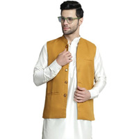 Jompers Mustard Men Solid Nehru Jacket (Mustard, M)