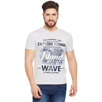 Cantabil Men Grey Cotton Blend Round Neck Half Sleeve Printed T-Shirt (Mtsh00313_Greymelange_L)