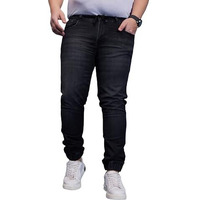 Bigbanana Plus Size Men's Regular Fit Washed Jeans (Monald,Black,6Xl)
