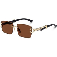 Dervin Uv Protected Rectangular Rimless Sunglasses For Men And Women (Brown)