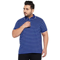 Bigbanana Plus Size Men's Regular Fit Striped Polo Tshirt (Clovis,Blue,3Xl)