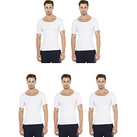 Rupa Men's Solid Regular Fit Vest (Jon_Po5_Rns_White L)