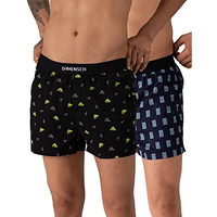 Damensch Men's Cotton Boxers (Pack Of 2) (Dam-Prin-Sbx-Syb-Mib-Pack-2-L_Sydney Black, Miami Blue_S)