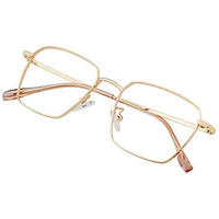 Roshfort Unisex Eyeglasses For Men Women Spectacle Frames Light Weight Blueray Block Eye Protection Glasses For Computer Zero Power Bluecut Lens Square Medium Size M-35006 Frame Gold (B-3)