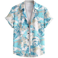 Flosive Men Popcorn Fabric Shirt (Xl, Sky)