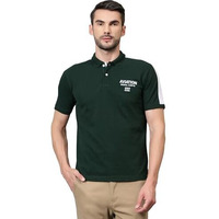 Cantabil Bottle-Green Regular Fit Printed Polo Neck Half Sleeve Casual T-Shirt For Men | Half Sleeves Polo Neck T-Shirts For Men | Mens Polo Neck T-Shirt (Mtsh00532_Bottlegreen_L)