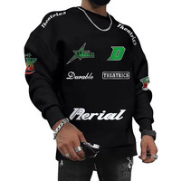 Jump Cuts Black Cotton/Polyester Printed Long Sleeve Crew Neck T-Shirt For Men, Size Xl