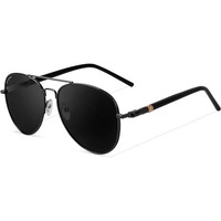 Black Jones | Full Rim Classic Aviator | Polarized And 100% Uv Protected Sunglasses | Men & Women | Medium | Bj Gk02/P (Color:-Gun-Metal Black Lens)-Pack Of 1