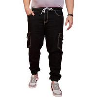 Bigbanana Plus Size Men's Regular Fit Washed Jeans (Jockson,Black,8Xl)