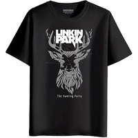 Indissh Music Band Linkin-A4 Printed Regular Half Sleeves Cotton T-Shirt - Xl | Black