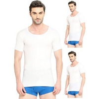 Vip Men's Solid Regular Vest (Supreme_White_Rns_Po3_110