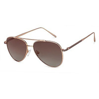 John Jacobs | Matte Gold Brown Pilot | Polarized And 100% Uv Protected Sunglasses | For Men And Women | Medium | Jj S11472L-Pack Of 1