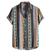 Om Sai Latest Creation Shirts For Men || Rayon Geo & Paisley Printed Shirts For Men || Short Sleeve Summer Shirts || Perfect For Outing | Beach | Vacation | Date Shirt For Boys (Large, Blue)