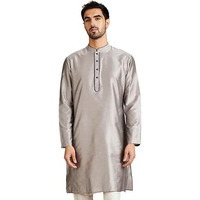 Amazon Brand - Symbol Men's Festive Solid Long Kurta (Regular Fit) (Sy-A22-Mna-Etk-01_L.Grey_L)