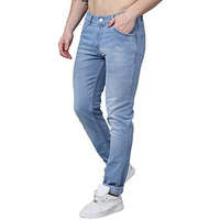 Cantabil Solid Jeans Flat Front Mid Rise Full Length Regular Fit Casual Jeans For Mens | Jeans For Mens | Mens Full Length Casual Jeans (Mdnm00162_Lightcarbonblue_38)