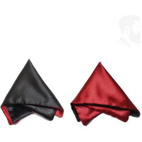 Dvabeautyshop Malbury Silk Satin Pocket Square Wedding Suits Handkerchiefs, Duo (Men (Regular), Black&Red, 1)