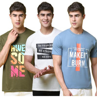 Pinkmint Combo T-Shirt For Men L Cotton Blend Printed T-Shirt L Regular Half Sleeve T-Shirt Ll Casual Wear(Pack Of 3) Multicolour