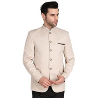 Tahvo Men's Single Breasted Linen Slim Fit Blazer For Occasion, Weddings, Party Beige