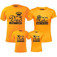 Hangout Hub Cotton T-Shirt|Regular Fit|Printed I Am Dad Mother Child Make/Break The Rule|(Yellow;Men-L;Women-Xxl;Boy-2-4Y;Girl-6-8Y)|Pack Of 4|Family Dress Set