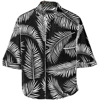 Miramichi MenS Corduroy Printed Half Sleeve Casual Shirt - Regular Fit Hip Length (Xl, Black)
