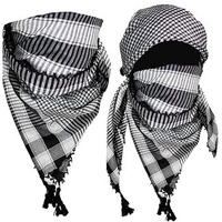H7 Haven Classic Black And White Checkered Shemagh Scarf Men Cotton Head Ghutra Arabian Arafat Army Miltary Scarf For All Season | Multi Purpose | Large Size
