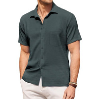 Pinkmint Men's Popcorn Shirt Comfortable Short Sleeve Shirt's Casual Textured Shirt (Pack Of 1) Olive