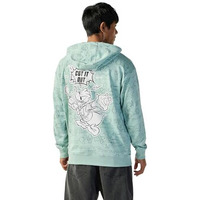 Bewakoof Official Disney Merchandise Donald Duck Men's All Over Printed Oversized Fit Full Sleeve Hooded Cotton Terry Plus Size Hoodies_644748_Green_4Xl