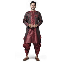 Xepon Mens Ethnic Wear Wedding Sherwani & Dhoti Set(Maroon L, Size)