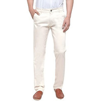 Ben Martin Men's Regular Fit Cream Cotton Mid Rise Casual Trouser Size 30