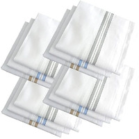 Graysee Men's Cotton Pastel Multicolour Handkerchief | Cotton Premium Collection Casual Style Handkerchiefs Hanky For Men - White Striped Xxl King Size | Hanky, Rumal (6, White, Xxl)