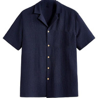 Paralians Men's Shirt With Chest Pocket Short Sleeve Summer Outdoor Activities Casual Wear Relaxed Fit (Blue, S)