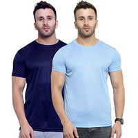 Awg All Weather Gear MenS Round Neck Half Sleeves, Lightweight Quick Dry Regular Dry Fit Sports T-Shirt (Pack Of 2) (Awgdft-Bu-Sbu-Xxxl_Multicoloured_Xxxl)