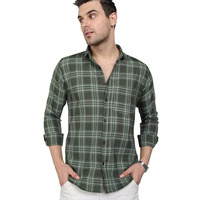 U-Turn Men's Cotton Casual Printed Checkered Stylish Latest Shirt For Men (Mgreen; X-Large)
