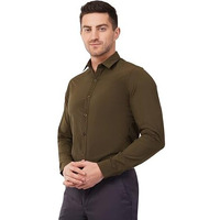 Saintx Solid Slim Fit Men's Flexi Formal Shirt (Saints10_Olive 46)