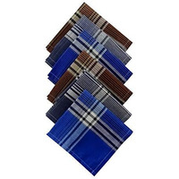 S4S Men's 100% Cotton Premium Multicolor Assorted Handkerchiefs/Hankies (Dark Color Checks_48Cm X 48Cm_Pack Of 6)