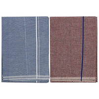 Prakasam Cotton Men's Single (1.27 X 1.95 Meter) Colour Dhoti (L.C) Pack Of 2 (Code-2/7)