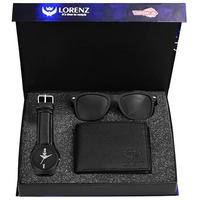 Lorenz Men Black Analogue Watch, Wallet And Sunglasses Gift Combo Box And | Cm-2036Sn-Wl-01