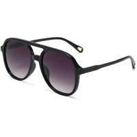 Huvora Retro Polarized Aviator Sunglasses For Women Men Classic 70S Vintage Trendy Square Aviators (Black/Black)