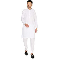Maharaja Magic Cotton Regular Fit, Full Sleeve Kurta Pajama Set In White For Men [Mskp1101-48]