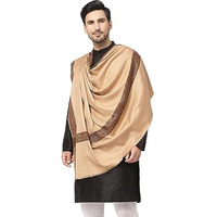 Weavers Villa Men's Woven Border Beige Woolen Lohi/Shawl (Beige), 125Cm X 250Cm