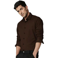 Spinify Men's Solid Regular Fit Shirt (804 Coffee (Xl)