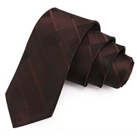 Peluche Geometrical Brown & Black Colored Microfiber Necktie For Men