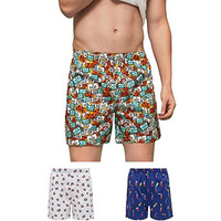 Xyxx Men's Super Combed Cotton Remix Printed Boxers Pack Of 3 (L; Number Plate+Camera+Light House)
