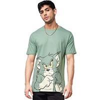The Souled Store Men Official Tom And Jerry: Thinking Tom Green Cotton T-Shirts